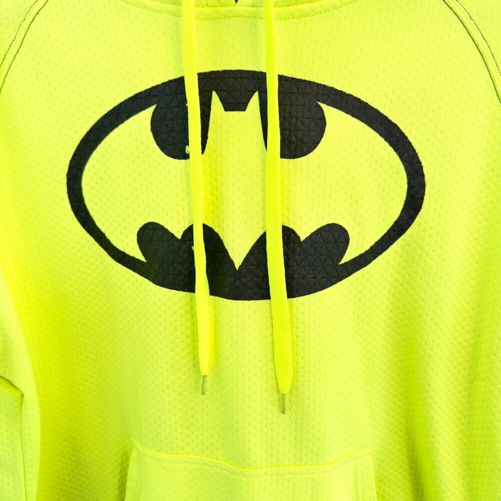 🦇 Batman Neon Yellow Performance Hoodie – Men’s Large 🦇 - Picture 2 of 7